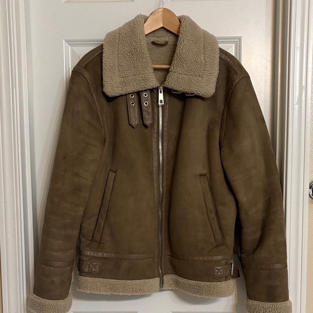 Zara Tan Shearling Collar Jacket